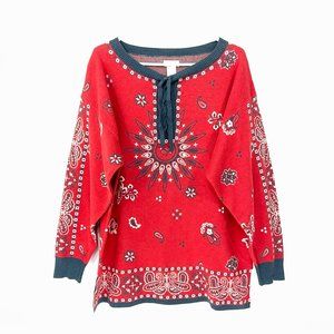 Tasha Polizzi Collection Size L Sweater Red Boho Cotton